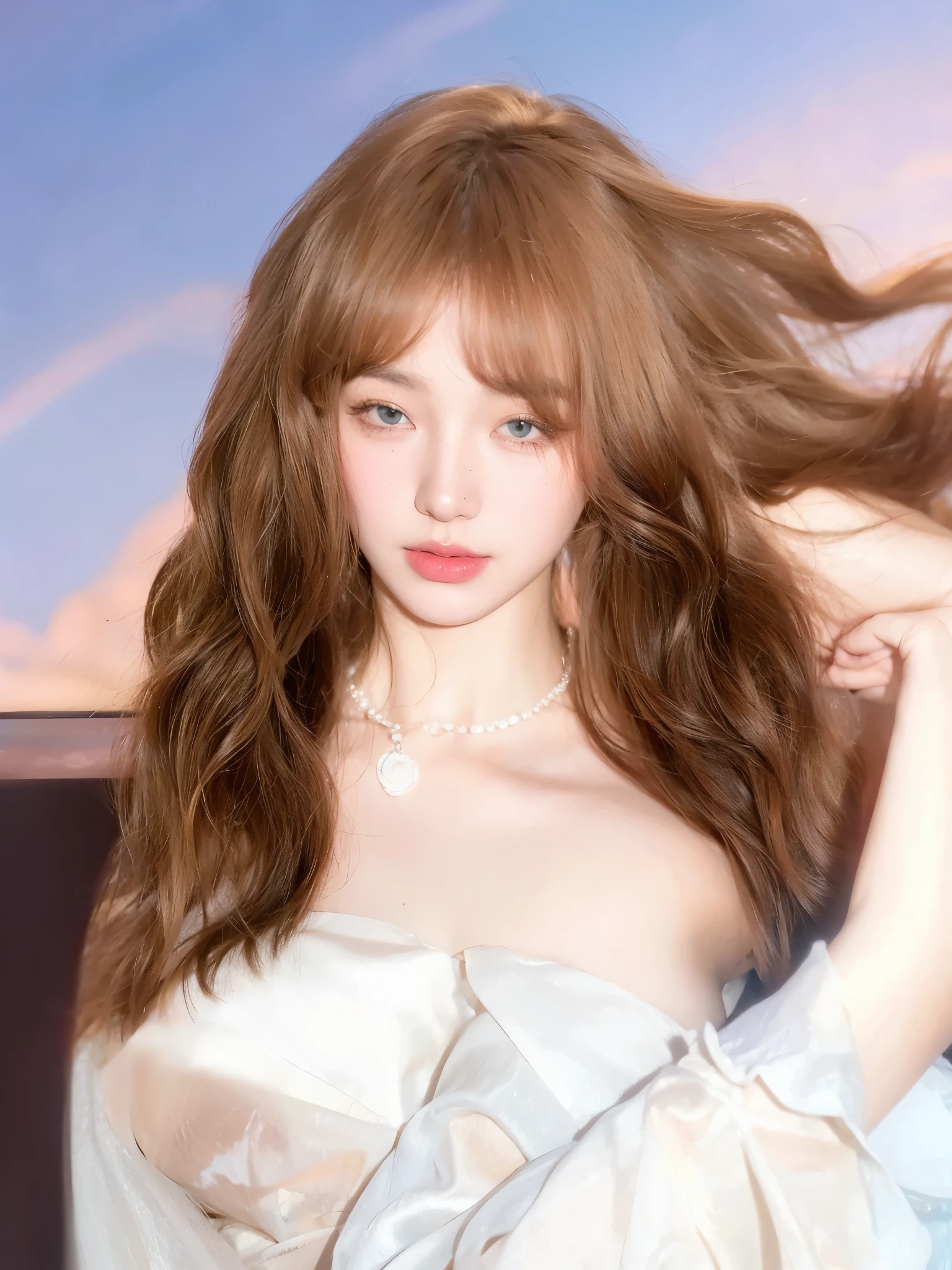 Long curly hair,Natural and beautiful hair,Beautiful background,