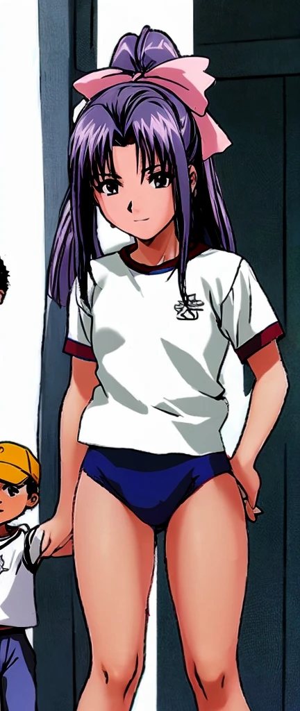 alone,
Kimiko Higuchi,One girl,
Short Ponytail,Low Ponytail,Medium Hair,brown hair,Blunt bangs,Glasses,Side Lock,Purple eyes,Blackheads under the eyes,
masterpiece, expensive quality, very_expensive_solve, big_file size, full color,(completely nude:1.2),pussy,niplles,(),standing split,