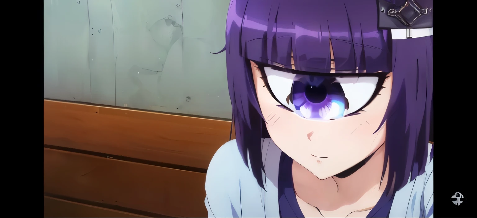 Anime girl with purple hair and blue eyes looking at the camera., close up their yacía, 2 0 1 9 captura de pantalla de anime, hinata hyuga, the anime girl is crouching, Today&#39;s featured anime still., misato katsuragi, Still from the television anime, iwakura yacía, fotograma del anime, estilo de anime de manicomio