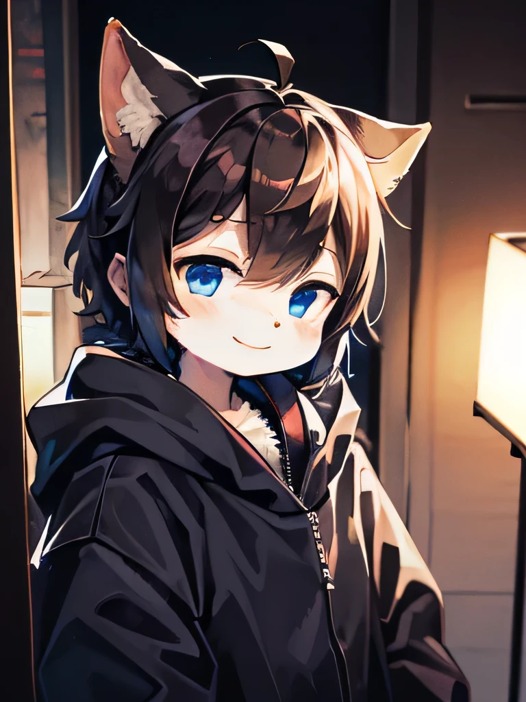 (naughty smile, Shiba Inu Orcs, Light blue eyes, *brown hair*, Hairy boy, Lovely, Orange fur) (((It's raining))) Study on paper, hoodie, Orange and white hair on the face,