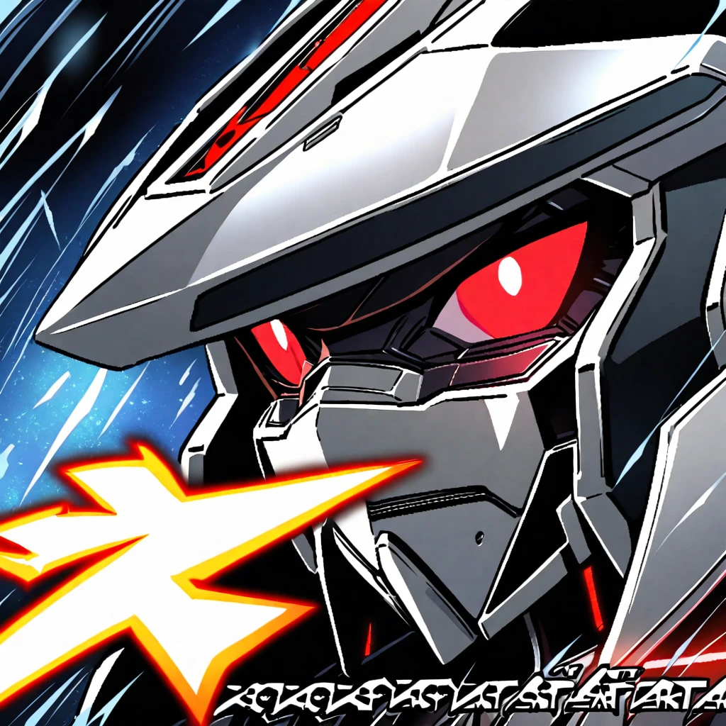 Battle Star Galactica, A cylon raider (shining chrome plates, central menacing red eye) in a cold sterile Cylon space ship, close up on the face. cruel, menacing, dangerous