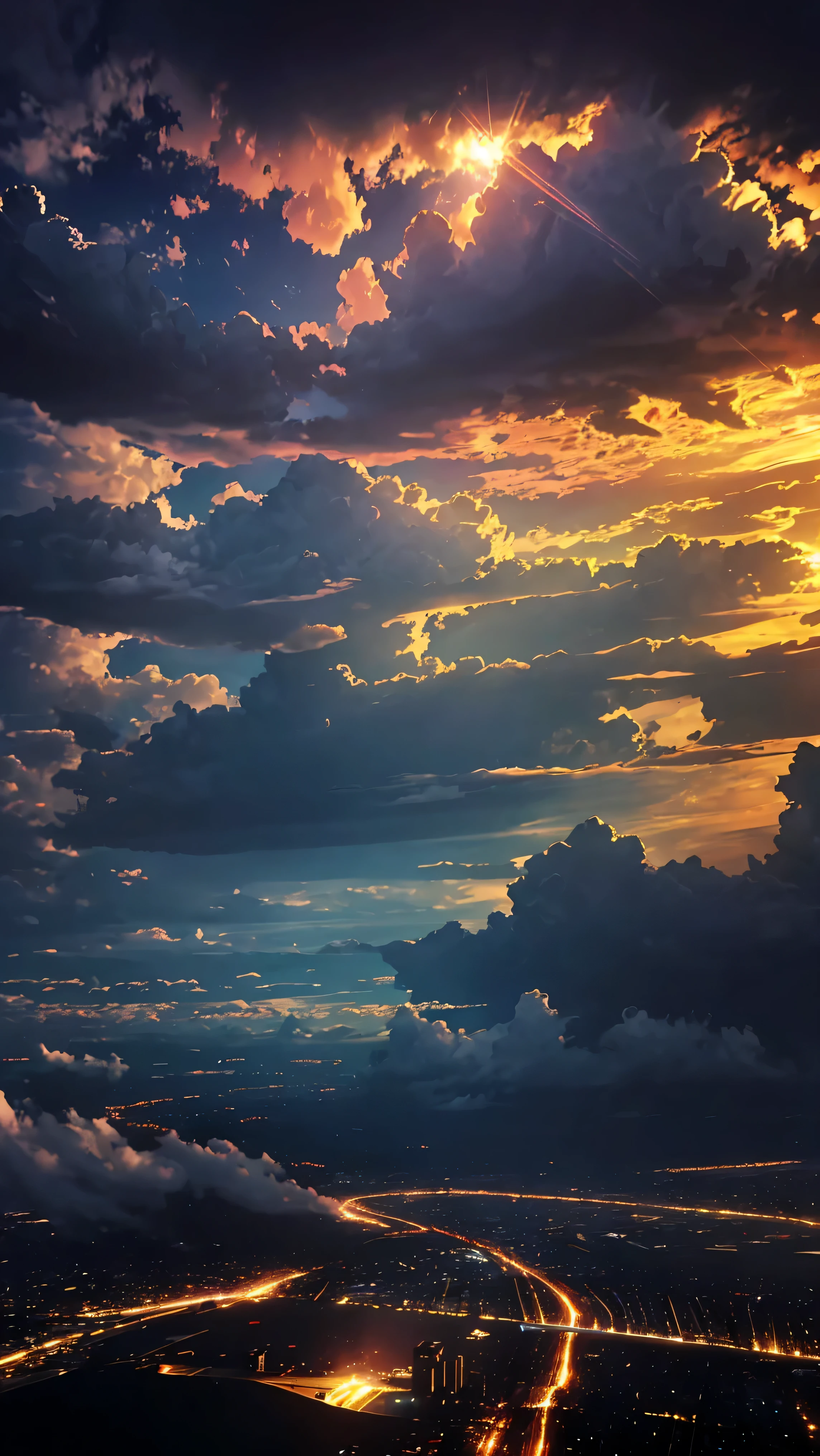 (Ultra-realistic:1.2), High resolution, (Bright colors, High resolution:1.1), (Sharp focus:1.1), (Physically Based Rendering:1.1), Tyndall effect, Colorful lights, (((Light shines through the gaps in the clouds))), Beautiful perspective, Contrasting Shadows, Dynamic configuration, Realistic landscape, unique configuration, Soft texture, Intricate details, Mysterious atmosphere, An artistic exploration of light and shadow,Angel Ladder、Golden dazzling light、