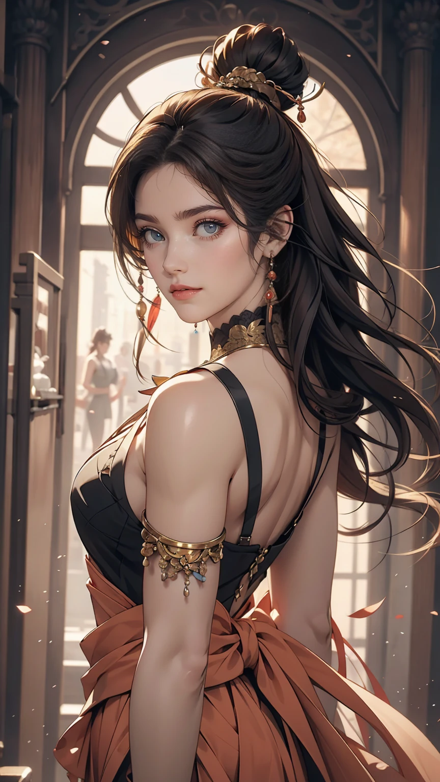 wgz style,Highly detailed portrait of a beautiful woman,Perfect female makeup,Classical Oil Painting,Shirow Masamune, William Tae Kim