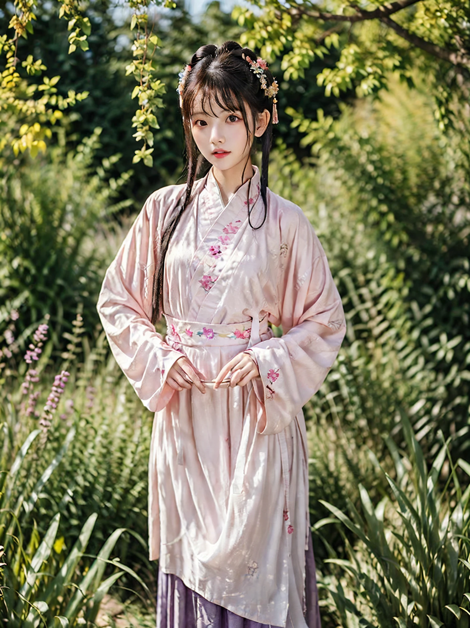 Photorealistic, insanely detailed, realistic texture, adaptable lighting. Portrait of a girl, teenager. colorful purple hair dye. Her purple hair should be the spotlight. Perfect eyes. Young beauty spirit.
ancient_chinese_indoors wearing beautiful hanfu, chinese traditional dress,