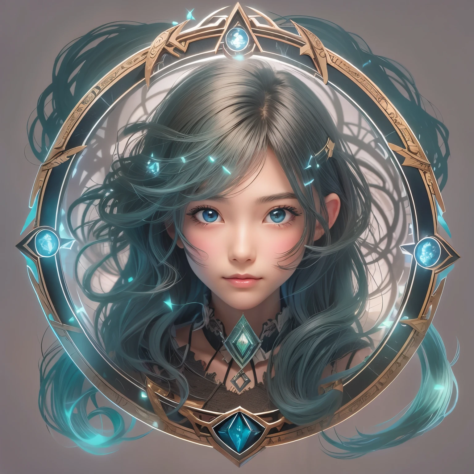 detailed face, cute face, A powerful spell that creates a magical protective barrier., A woman who uses green magic to summon a magical shield is perfect for a fantasy world..