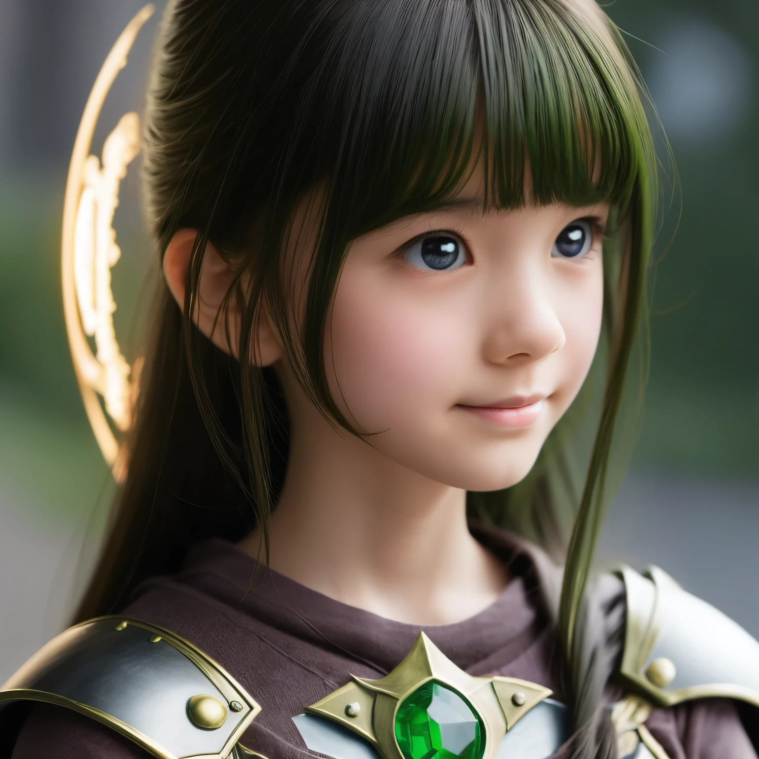 detailed face, cute face, A powerful spell that creates a magical protective barrier., A woman who uses green magic to summon a magical shield is perfect for a fantasy world..