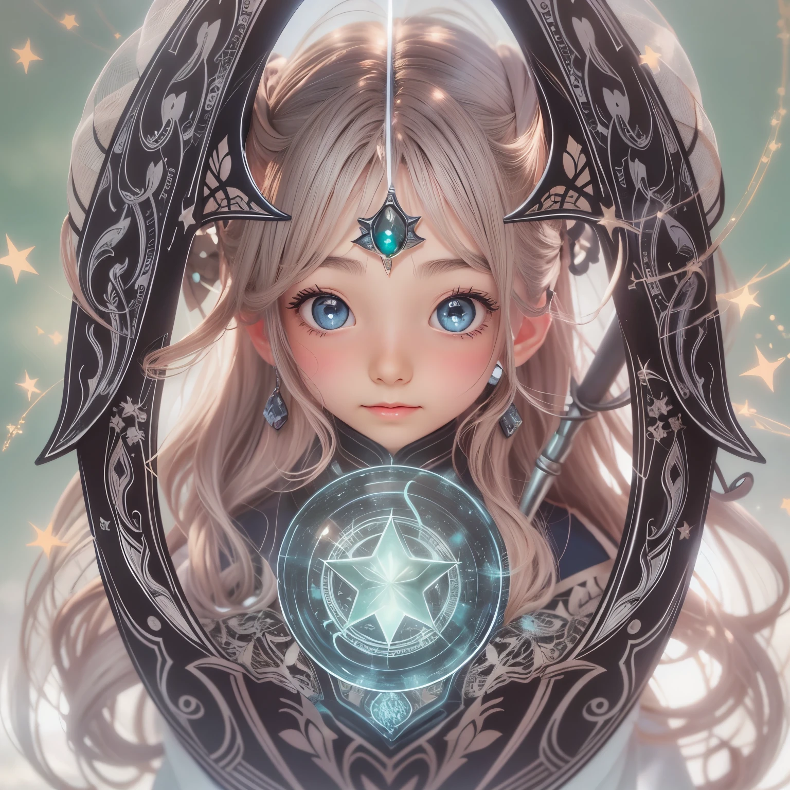 detailed face, cute face, A powerful spell that creates a magical protective barrier., A woman who uses green magic to summon a magical shield is perfect for a fantasy world..