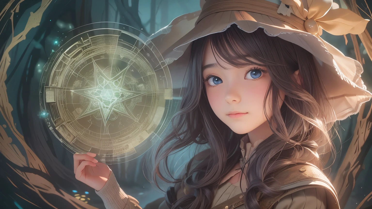 detailed face, cute face, A powerful spell that creates a magical protective barrier., A woman who uses green magic to summon a magical shield is perfect for a fantasy world..