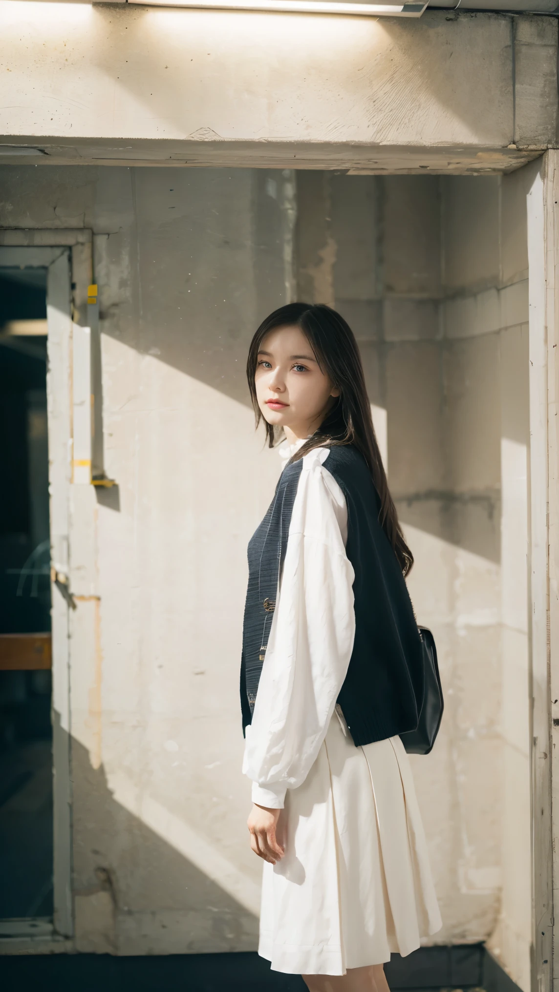 A young woman aged 25: 1.3, Long Hair: 1.2, Professional Skirt: 1.2, Daytime: 1.2, Four Corners: 1.2, Cinema Lighting, Surrealism, Ultra-high resolution, Accurate, Super detailed, Textured skin, High detail, highest quality, 8k