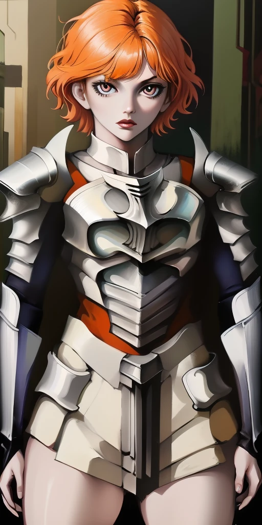 funger, very detailed illustration, 1girl, big breasts, high res high quality, masterpiece, looking at viewer, (knight), orange hair, absurdness, ultra-detailed, short hair