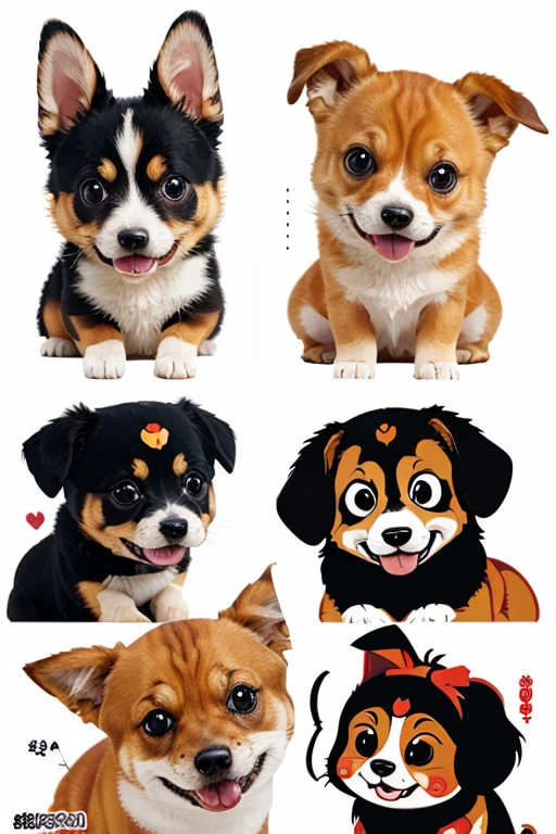 sticker design, Chutzu dog sticker design,cute,30 cartoon characters, Each one is unique., ลายเส้นcute, Each facial expression is different.,picture, white background