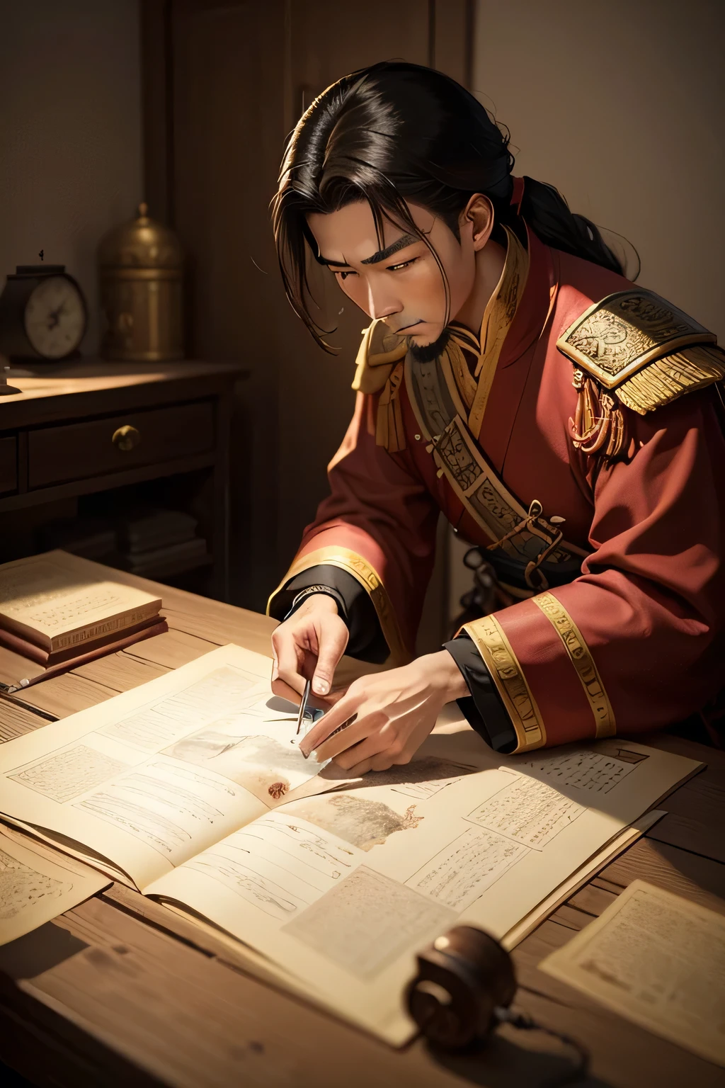 Lin Daoqian soon learned that the emperor had sent troops to capture him,His plan failed。To escape,He and his men retreated urgently。But at this moment,He remembered that he still had a large amount of treasure placed on Dagou Mountain.,He hurriedly found the treasure map that he had recorded previously,and hurried to the place where he hid his treasure,Unexpected,I checked the map over and over again but couldn't find the money no matter how hard I searched.,But obviously there is no time left for him to search carefully now.。