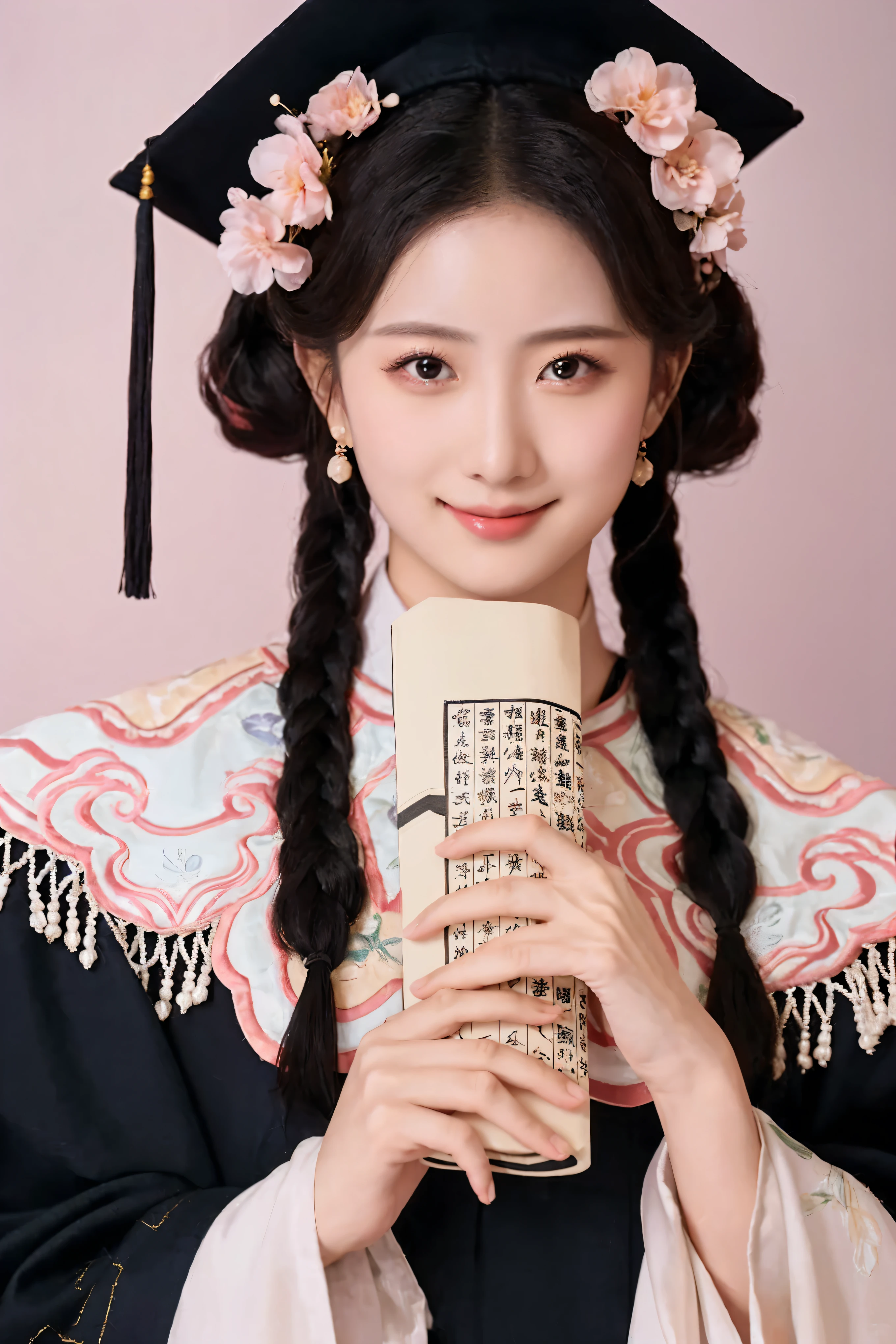 Une femme en robe de graduation、gros plan, de, tenue femme, ventilateur, palais , a girl in hanfu, , hanfu, porter des chinese clothing, 穿着chinese clothing, chinese clothing, traditional beauty, white hanfu, Princesse chinoise, habits traditionnels, habits traditionnels