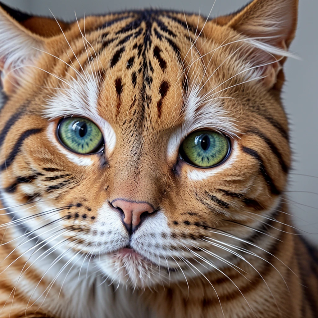 a close up portrait of a cat, extremely detailed feline facial features, beautiful detailed eyes, beautiful detailed nose, beautiful detailed mouth, soft fur, warm lighting, photorealistic, 8k, highly detailed, masterpiece, (best quality, 4k, 8k, highres, masterpiece:1.2), ultra-detailed, (realistic, photorealistic, photo-realistic:1.37), HDR, studio lighting, vivid colors, finely detailed pores and whiskers