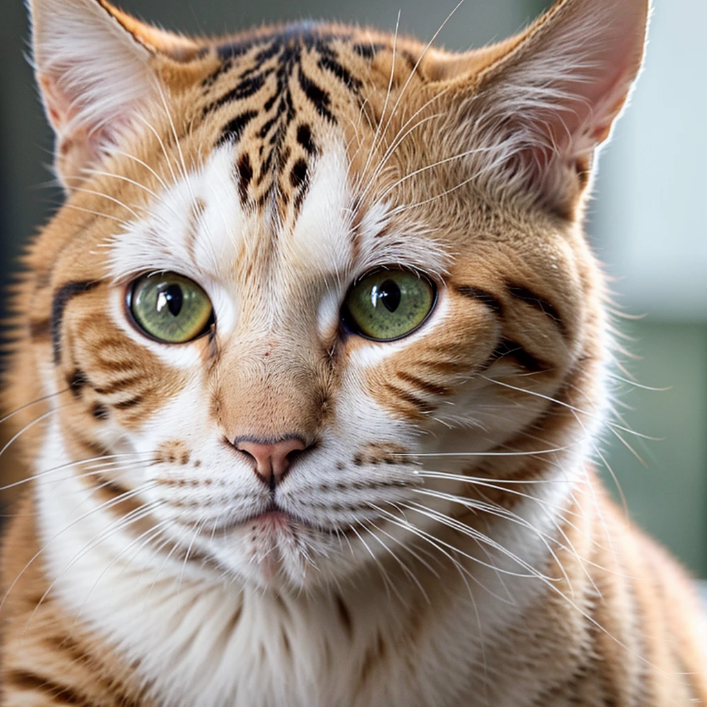 a close up portrait of a cat, extremely detailed feline facial features, beautiful detailed eyes, beautiful detailed nose, beautiful detailed mouth, soft fur, warm lighting, photorealistic, 8k, highly detailed, masterpiece, (best quality, 4k, 8k, highres, masterpiece:1.2), ultra-detailed, (realistic, photorealistic, photo-realistic:1.37), HDR, studio lighting, vivid colors, finely detailed pores and whiskers