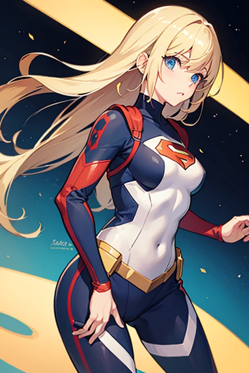 Blonde girl with superhero costume  