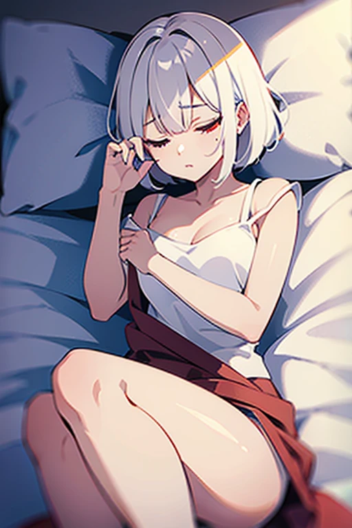 (white short hair)(red eye))(sleeping)(Close your eyes)4k