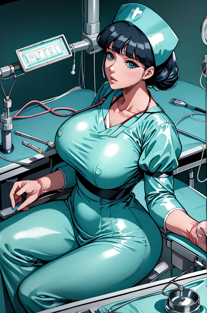 nurse uniform,hospital, latex nurse suit,nurses,busty,elbow gloves,labcoat,black hair woman,blue eyes , gigantic ,medical instruments,asian nurse,two nurses,speculum,examination room,oversize ,big ass ,strap on, lay on table ,legs spreaded,giving birth,gyno chair , dentist,Milf,latex,grey uniform,oversize breasts