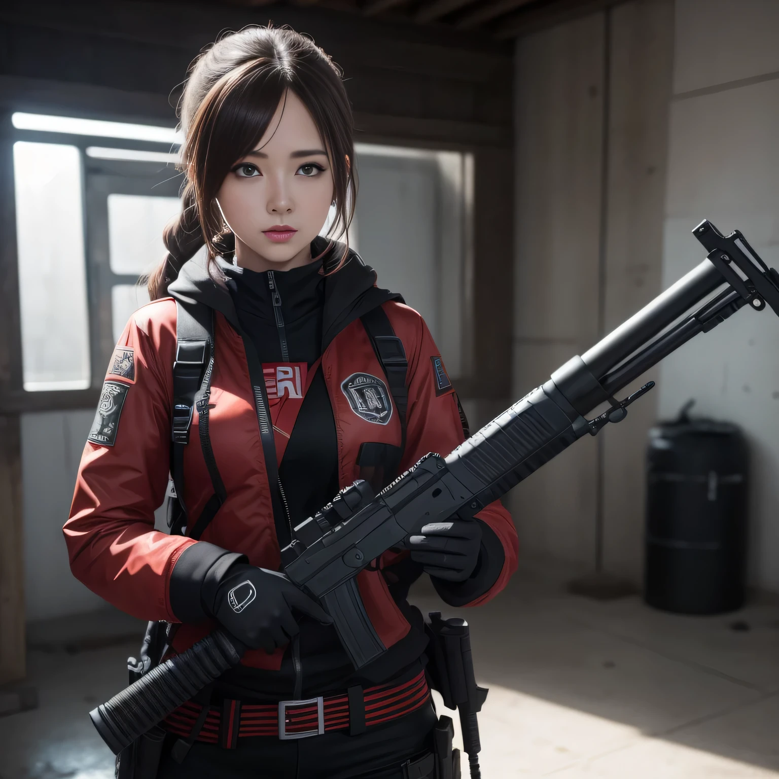 (8k, La mejor calidad, Obra maestra:1.2) personajes dos chicas de anime juntas  labios rojos gruesos y calientes Ojos 4k y cara extremadamente detallados,hermosos ojos azules hermosos ,con pechos enormes muslos hechizantes cuerpo completo sentados en un banco en la nieve con un rifle, Desde NCSOFT, De Girls Frontline, Ilustraciones oficiales HDR,