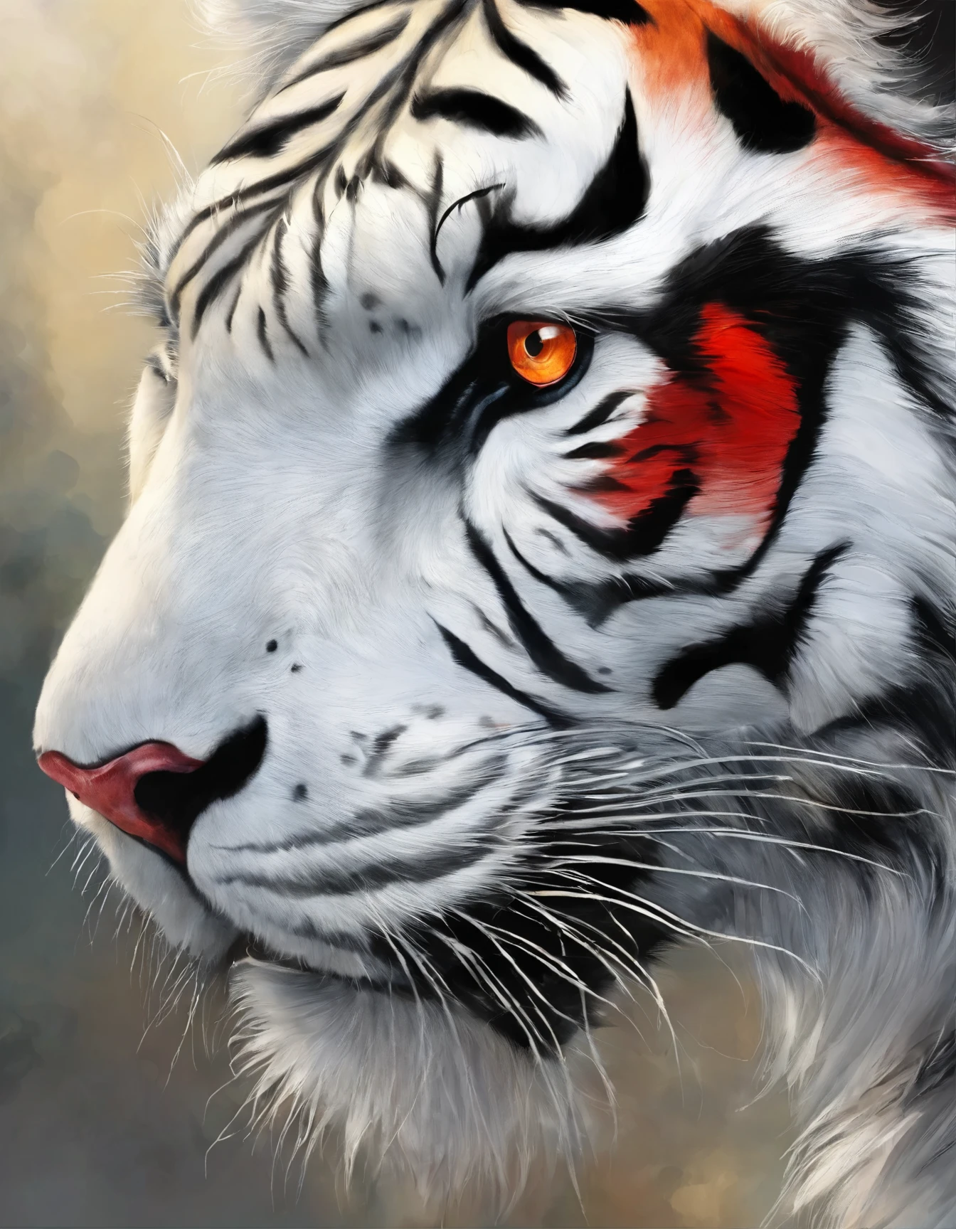 a close up of a white tiger with red wings on a cliff, furry fantasy art, mythical creature, 🌺 cgsociety, lord of beasts, giant ethereal creature, fantasy creature, from magic the gathering, magic the gathering art style, kaladesh concept art. mechanical, very very beautiful furry art, from league of legends, ne zha from smite