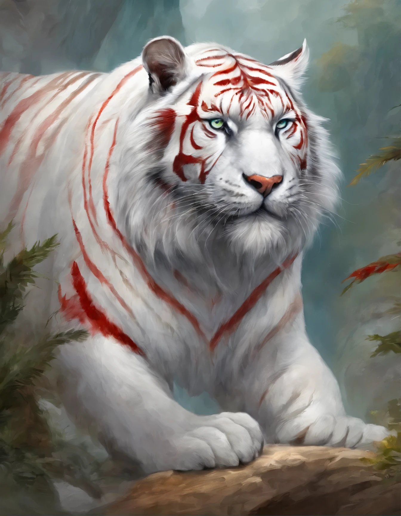 a close up of a white tiger with red wings on a cliff, furry fantasy art, mythical creature, 🌺 cgsociety, lord of beasts, giant ethereal creature, fantasy creature, from magic the gathering, magic the gathering art style, kaladesh concept art. mechanical, very very beautiful furry art, from league of legends, ne zha from smite