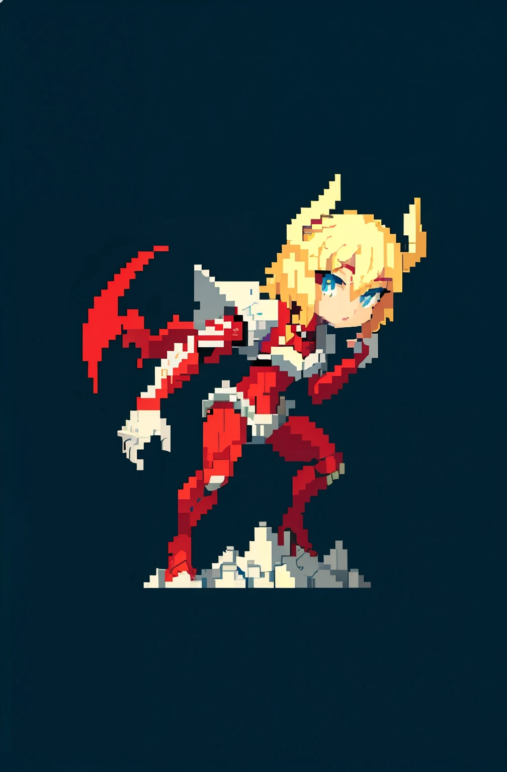 Fantasy animation pixel art,pix,Pixel art,legos,legos,1 monster,female pervert,No background,The horns of the devil