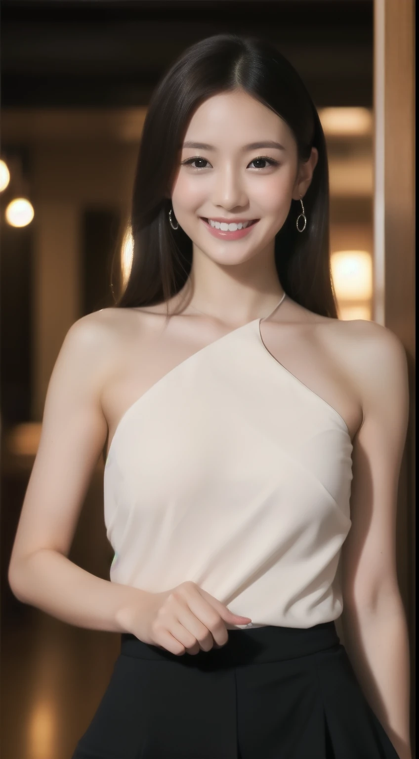 hostess、doress、hiquality、A hyper-realistic、healthy、Smiling expression、Slender perfect figure、Japan beauties、beautidful eyes、face perfect、Beautiful skin、Luxurious Ginza club background