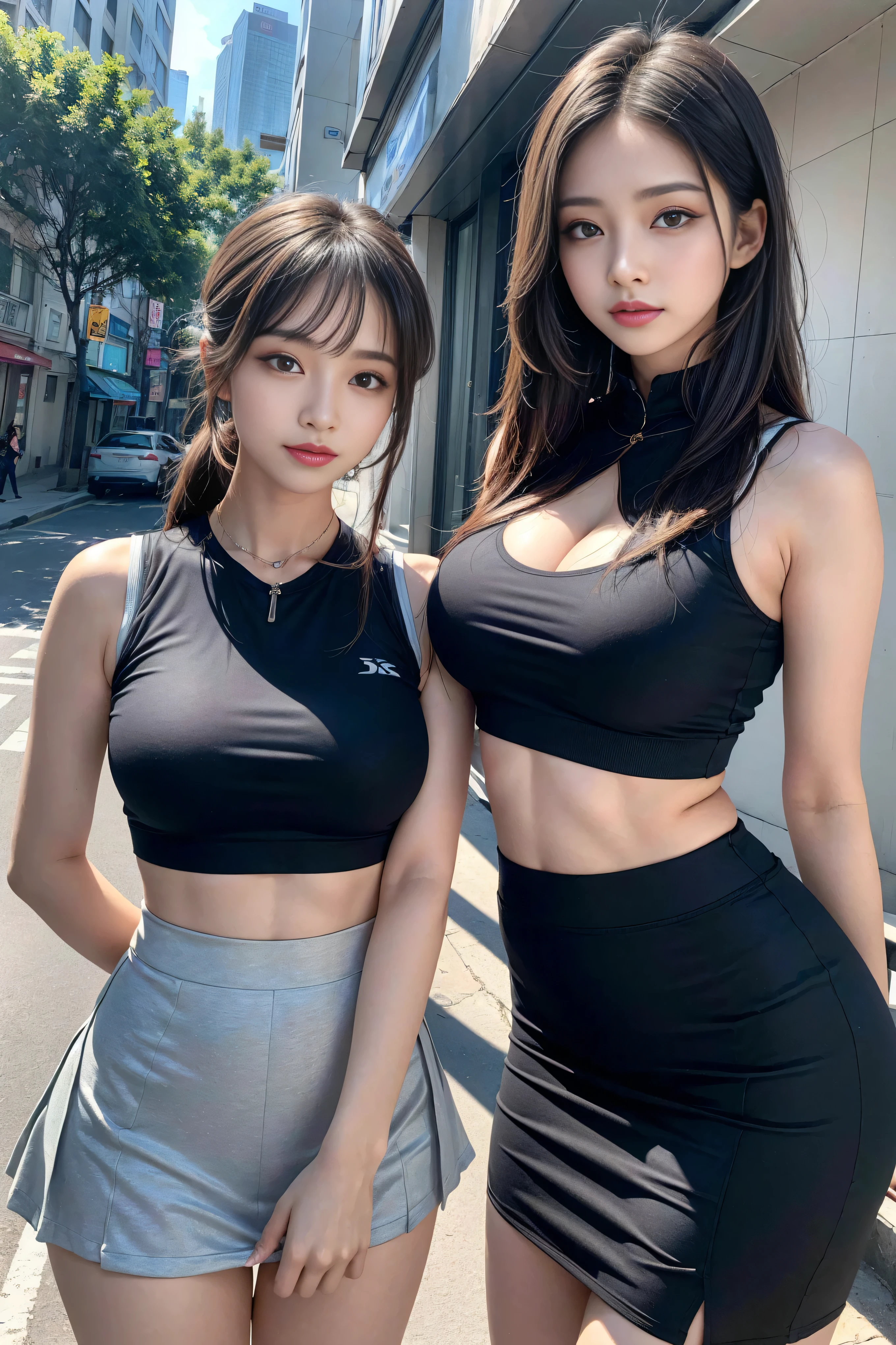 (quality),8K,(masterpiece:1.3),(1 girl:1.3),(In the name of Mina),Beautiful of Korean girl, Korean pop idol,Beauty of woman与完美of身材:1.4,(Vest line,Muscular hands:1.2),((Layered Hairstyle, Medium breasts:1.2)), ((View Viewer)),(A brilliant smile:1.3),(Big Ass),Actual,high resolution,Highly detailed face and skin textures,Reality of face,RAW photos,((Pretty face:1.5)),(Beauty of woman:1.4),Perfect body example,,((Very rich facial details)),Attention to detail,Double eyelids,Eyeshadow Enhancement,Eye for detail,Professional lighting,灯Optics,Sharp focus,((Sporty style)),((Optics, Vibrant colors、Fit of T-shirt,Sporty skirts,((Lively,Positive,Livelyof thighs)),(of:1.3),Ultra-thin sports bar,Sports hip skirt,On the street,