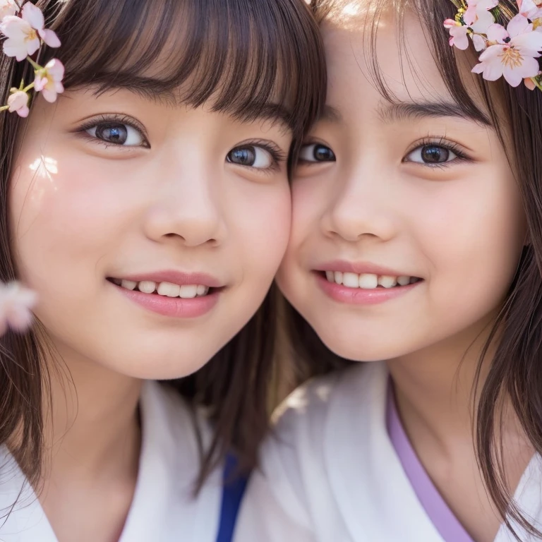 Best_Quality, (masterpiece:1.2) of Hi-Res photo, (realistic and photorealistic with touch of rawness:1.37), (Panoramic) (group photo:1.6), (((SchoolGirls looking down at the camera and Surrounding))), (Filled with many Faces), (NOGIZAKA face variations:1.4), Wearing schooluniform, { pose for a photo | ((Kissing face to face)) }, (((close:1.4, Face closeup from below:1.25))), (((Sky background) with CherryBlossoms)) . BREAK Extremely Detailed KAWAII face variations, captivating gaze, elaborate detailed Eyes with (sparkling highlights:1.2), long eyelashes、Glossy RED Lips with beautiful details, Coquettish tongue, Rosy cheeks, Glistening ivory skin . (Dynamic joyful expressions | :D), Childish .