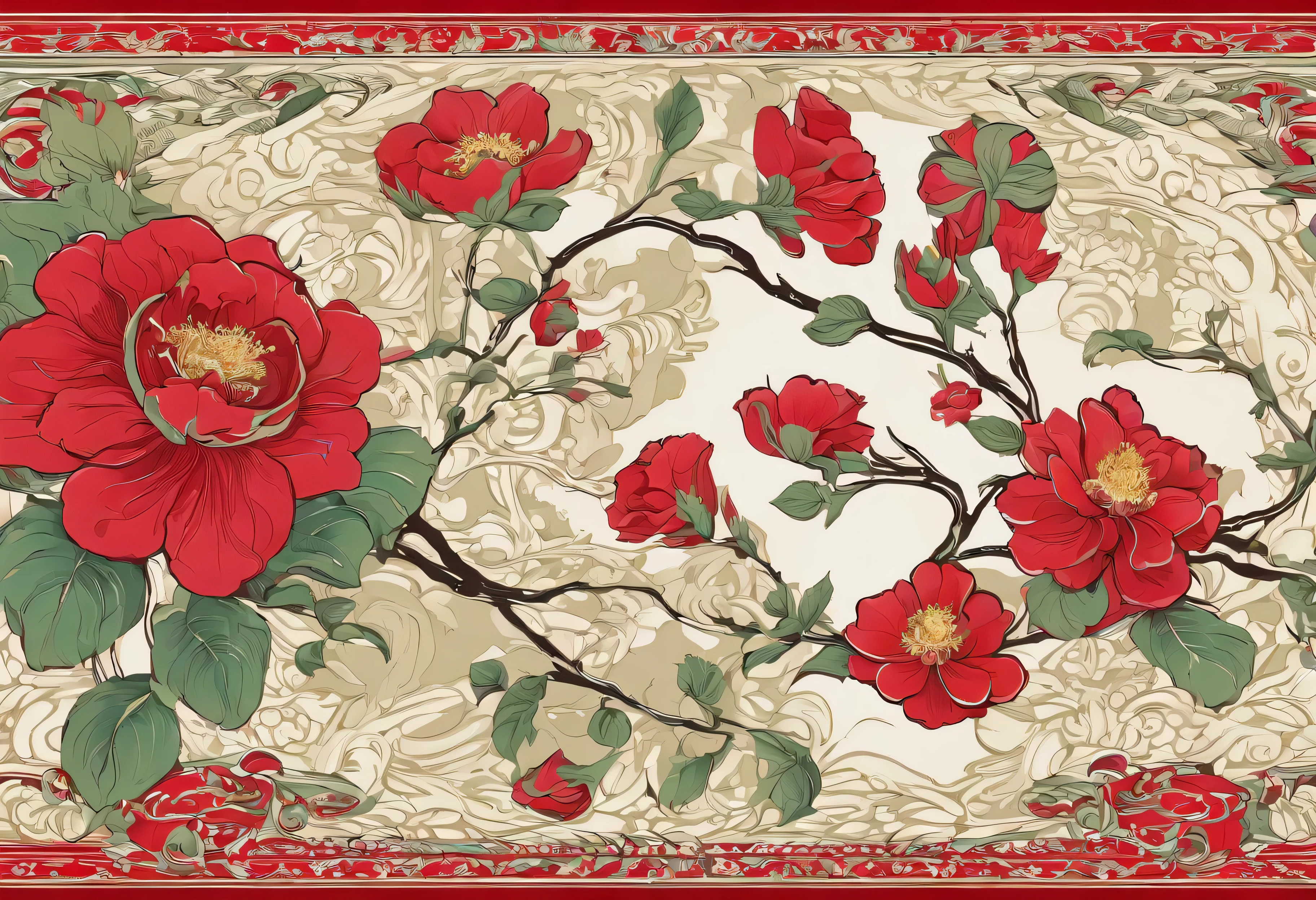Japanese Camellia floweres,red , nothing human , wall rappers