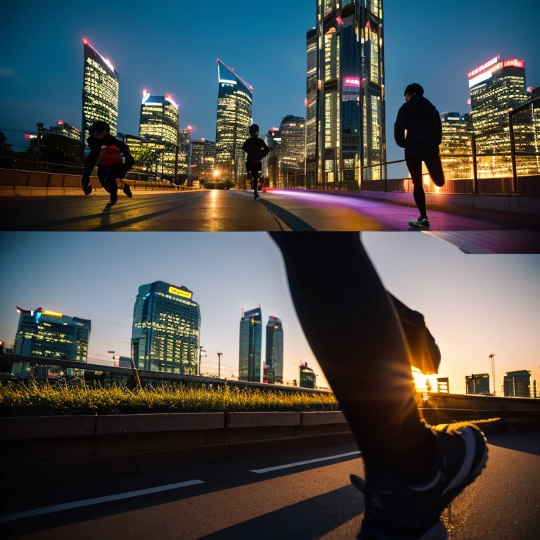 Clips of early morning preparations, runners stretching, and the city waking up.