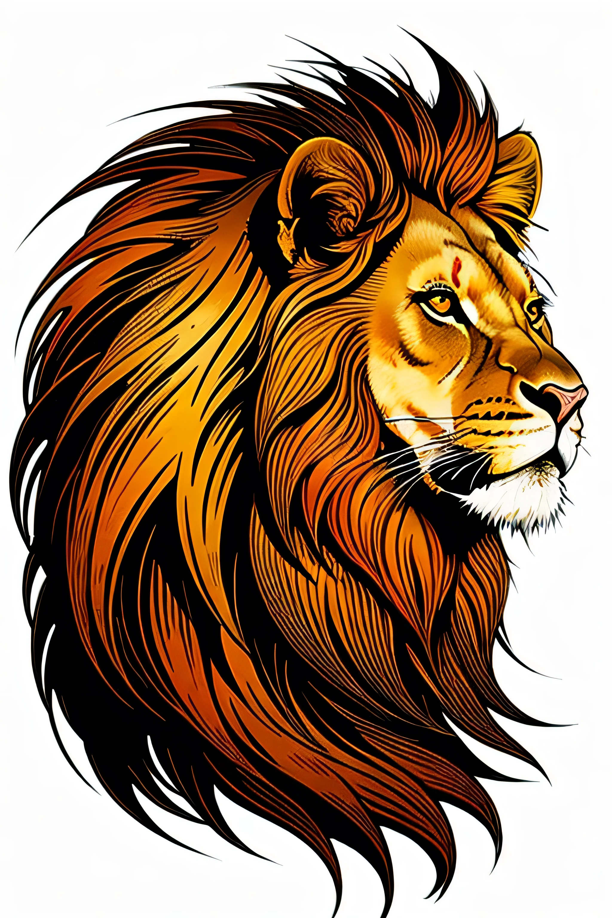 Lion motif tribal tattoo profile