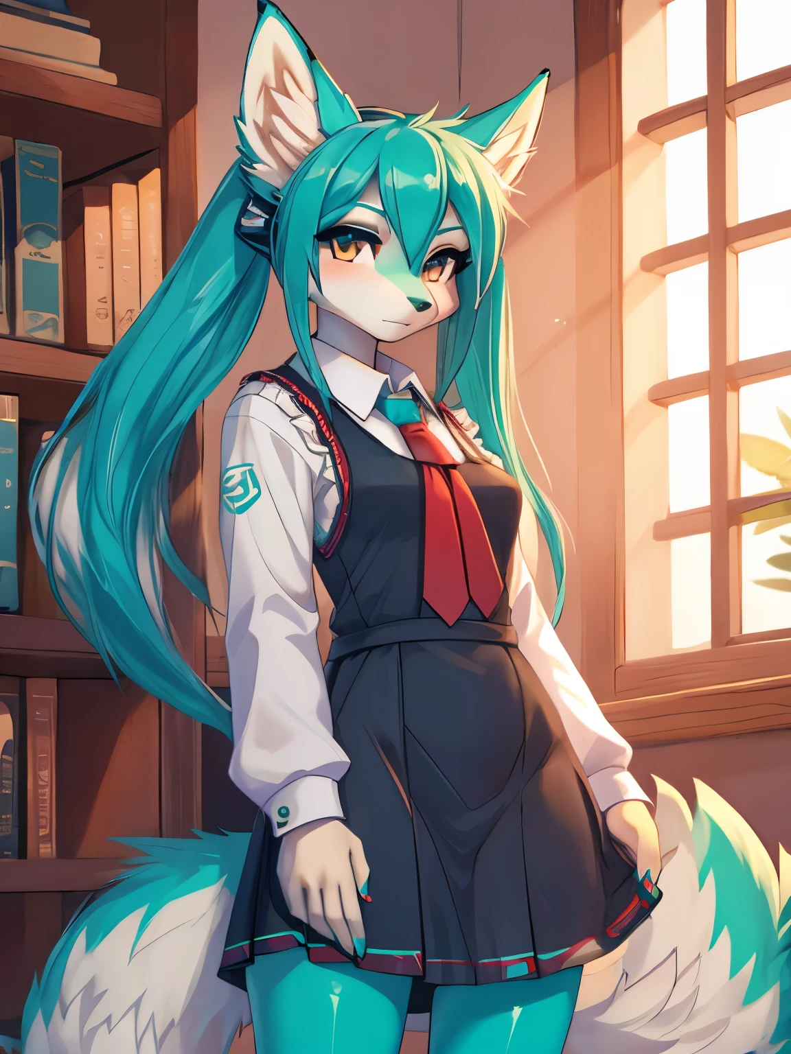 Miku Hatsune, alta definicion, orejas de kitsune, college girl, vestido japones