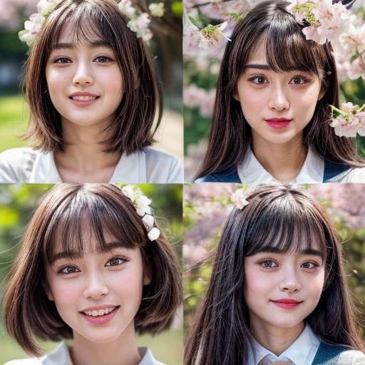Best_Quality, (masterpiece:1.2) of Hi-Res photo, (realistic and photorealistic with touch of rawness:1.37), (Panoramic) (group photo:1.6), (((SchoolGirls))) (Surrounding the camera), (Filled with many Faces), (NOGIZAKA face variations:1.4), { (Looking down at the camera) | (Kissing face to face) }, (((close:1.4, Face closeup from below:1.4))), (((Sky background) with CherryBlossoms)) . BREAK Extremely Detailed KAWAII face variations, captivating gaze, elaborate detailed Eyes with (sparkling highlights:1.2), long eyelashes、Glossy RED Lips with beautiful details, Coquettish tongue, Rosy cheeks, Glistening ivory skin . { (Dynamic joyful expressions) | (:D) | (Kissing) | (Stick out Tongue) }, Childish .