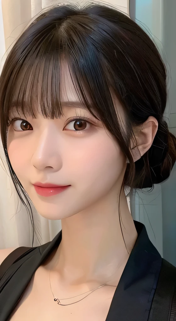 (highest quality,masterpiece:1.3,超A high resolution,),(Ultra-detailed,Caustics),(Photorealistic:1.4,RAW shooting,)Ultra-Realistic Capture,Very detailed,High resolution 16K human skin closeup。 The skin texture is natural、,Pores、It must be detailed enough to be easily identifiable.。 Skin should look healthy and have an even tone。 Use natural light and color,restaurant,Deep V-neck waitress uniform,1 girl,Japanese,18-year-old,cute,Black-haired,Mid-length hair,(Large Breasts:1.2),smile,Turn your body forward,(View from the front:1.2),Looking into the camera,Bust up shot:1.1,focused on the chest:1.1,Chest close-up:1.1