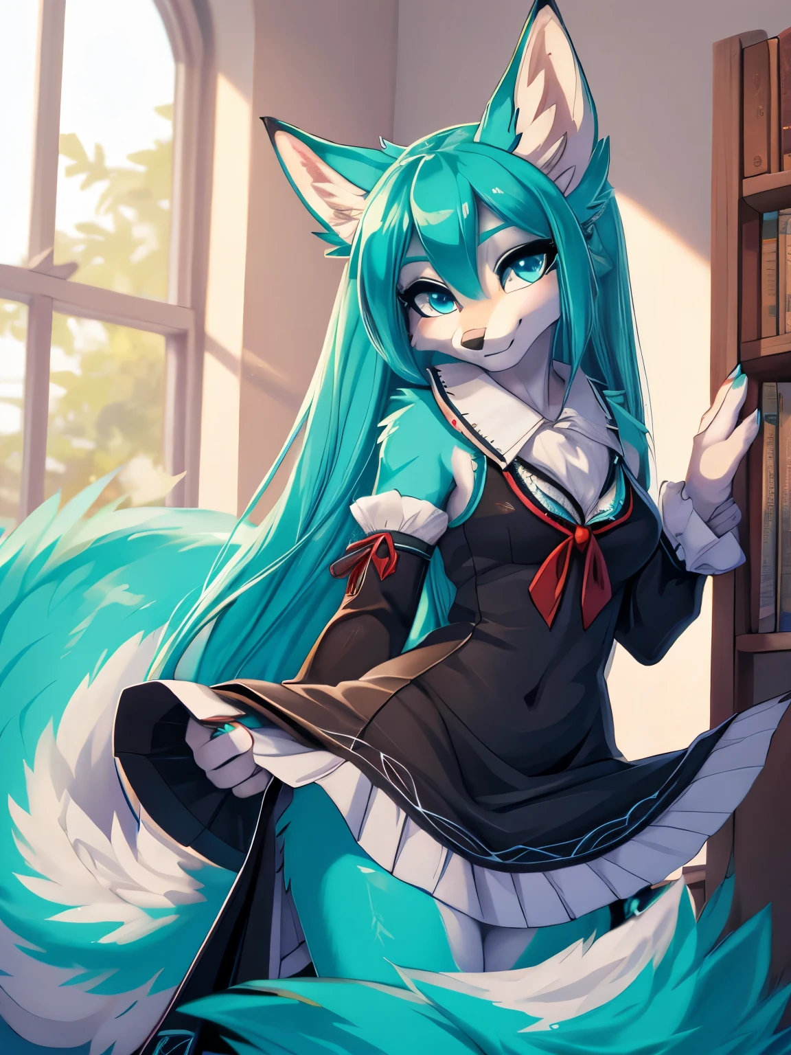 Miku Hatsune, alta definicion, orejas de kitsune, college girl, vestido japones, deep blue eyes high definition