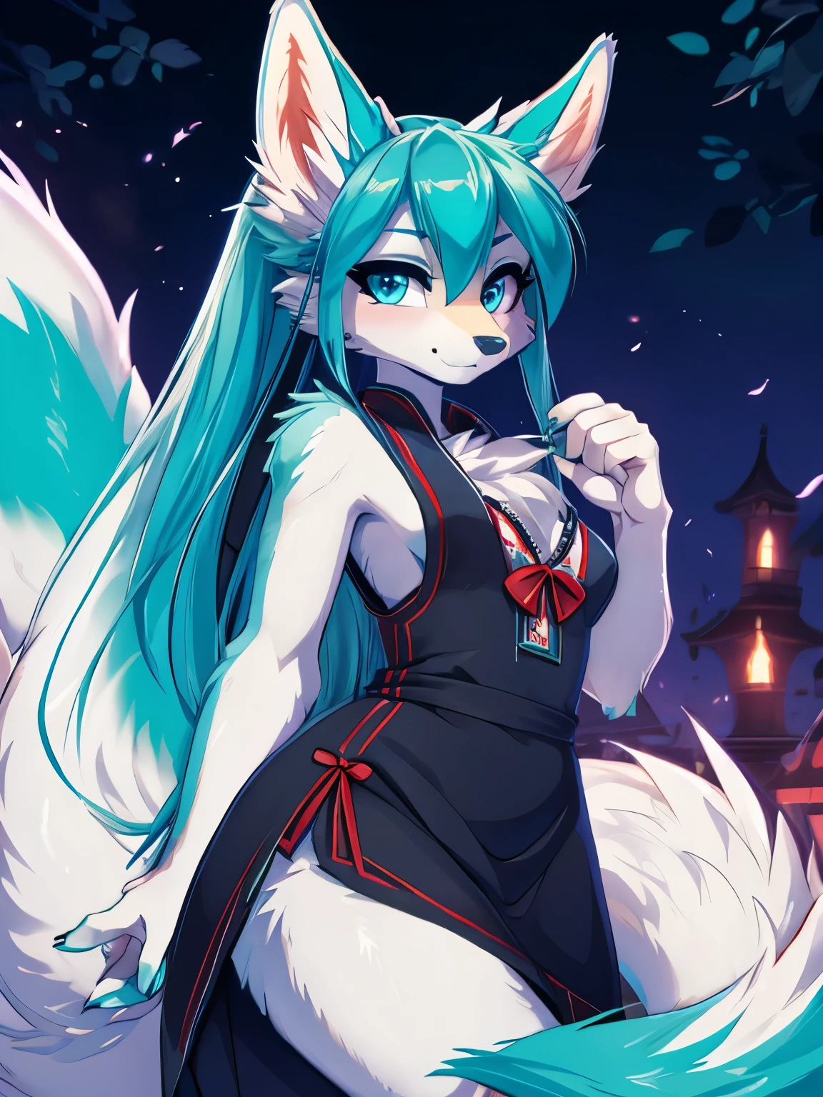 Miku Hatsune, alta definicion, orejas de kitsune, college girl, vestido japones, deep blue eyes high definition