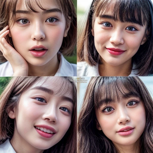 Best_Quality, (masterpiece:1.2) of Hi-Res photo, (realistic and photorealistic with touch of rawness:1.37), (Panoramic) (group photo:1.6), (((SchoolGirls))) (Surrounding the camera), (Filled with many Faces), (NOGIZAKA face variations:1.4), { (Looking down at the camera) | (Kissing face to face) }, (((close:1.4, Face closeup from below:1.4))), (((Sky background) with CherryBlossoms)) . BREAK Extremely Detailed KAWAII face variations, captivating gaze, elaborate detailed Eyes with (sparkling highlights:1.2), long eyelashes、Glossy RED Lips with beautiful details, Coquettish tongue, Rosy cheeks, Glistening ivory skin . { (Dynamic joyful expressions) | (:D) | (Kissing) | (Tongue out) }, Childish .