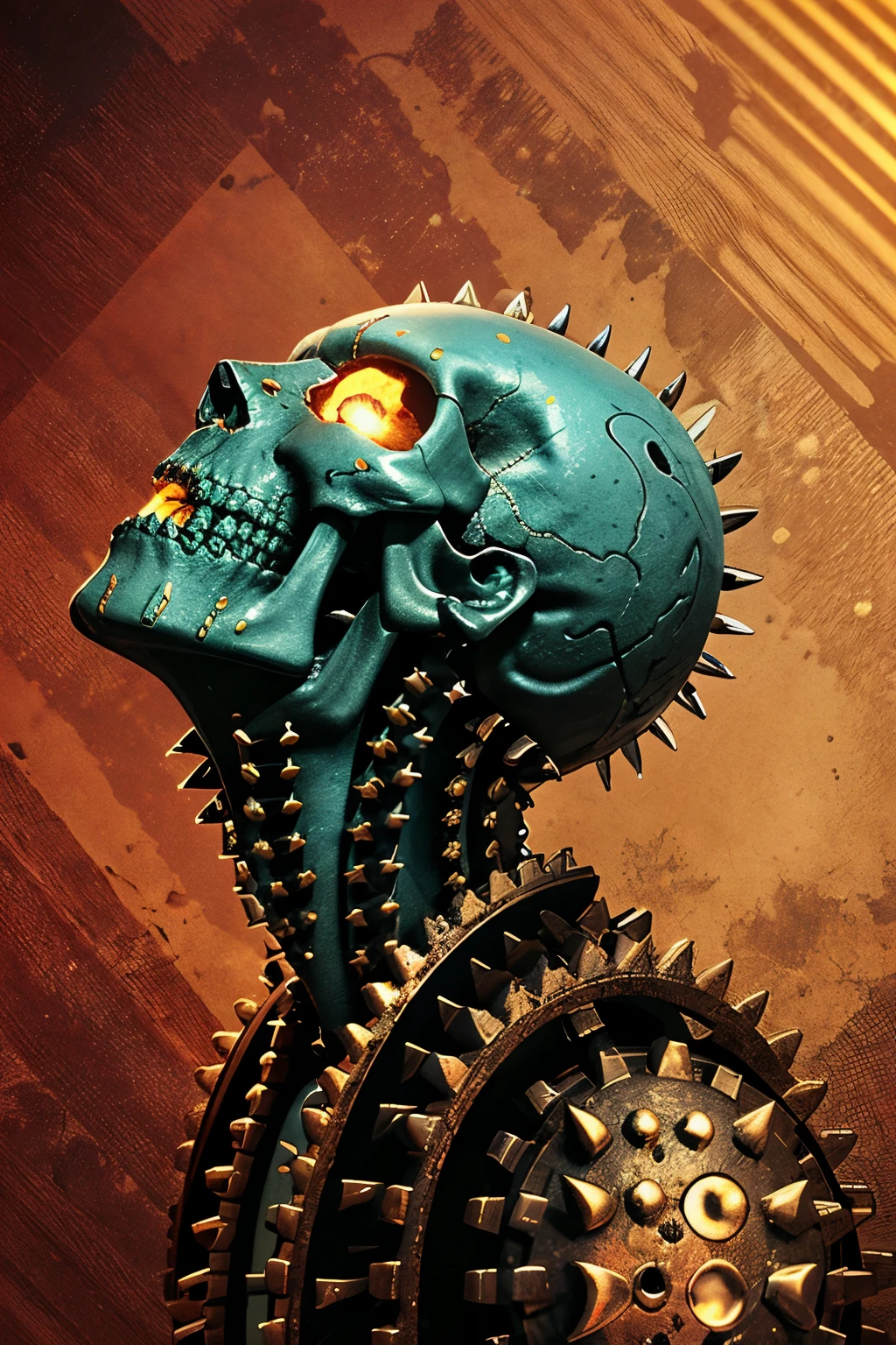 Ice and fire skull with a shield and two swords, of spiked gears of war skulls, skull design for a rock band, heavy metal tshirt design, style of hydro74, heavy metal art style, skull paint, helghast, heavy metal artwork, skull image on the vest, hq artwork, gears of death, detailed digital artwork, fantasy skull