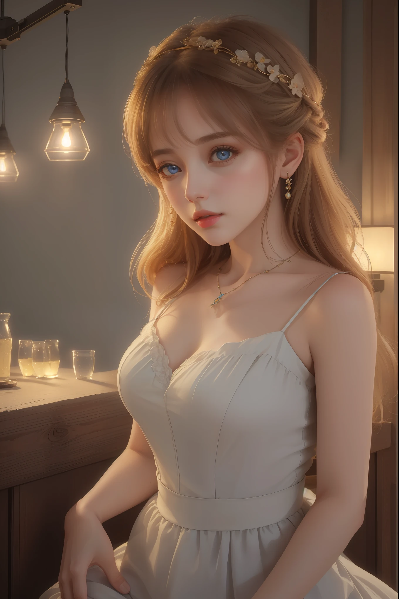 A girl,Beautiful and delicate eyes,Beautiful and delicate lips,Comfortable atmosphere,Rough style,(best quality,4k,8K,High resolution,masterpiece:1.2),Extremely detailed,Practical,HDR,Studio Lighting,professional,Bright colors,Soft colors,Warm lighting