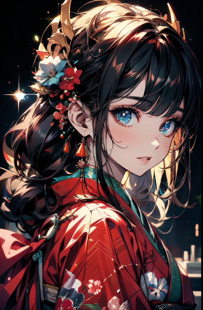 Arabian woman in kimono with flowers on her head, Beautiful digital artwork, Beautiful digital illustrations, Beautiful digital painting, Gorgeous digital painting, Gweiz-style artwork, Photorealistic anime girl rendering, Smooth anime CG art, Beautiful digital art, Amazing digital art with great detail, Amazing digital illustrations, Detailed digital anime art, April Rendering, Beautiful anime portraits