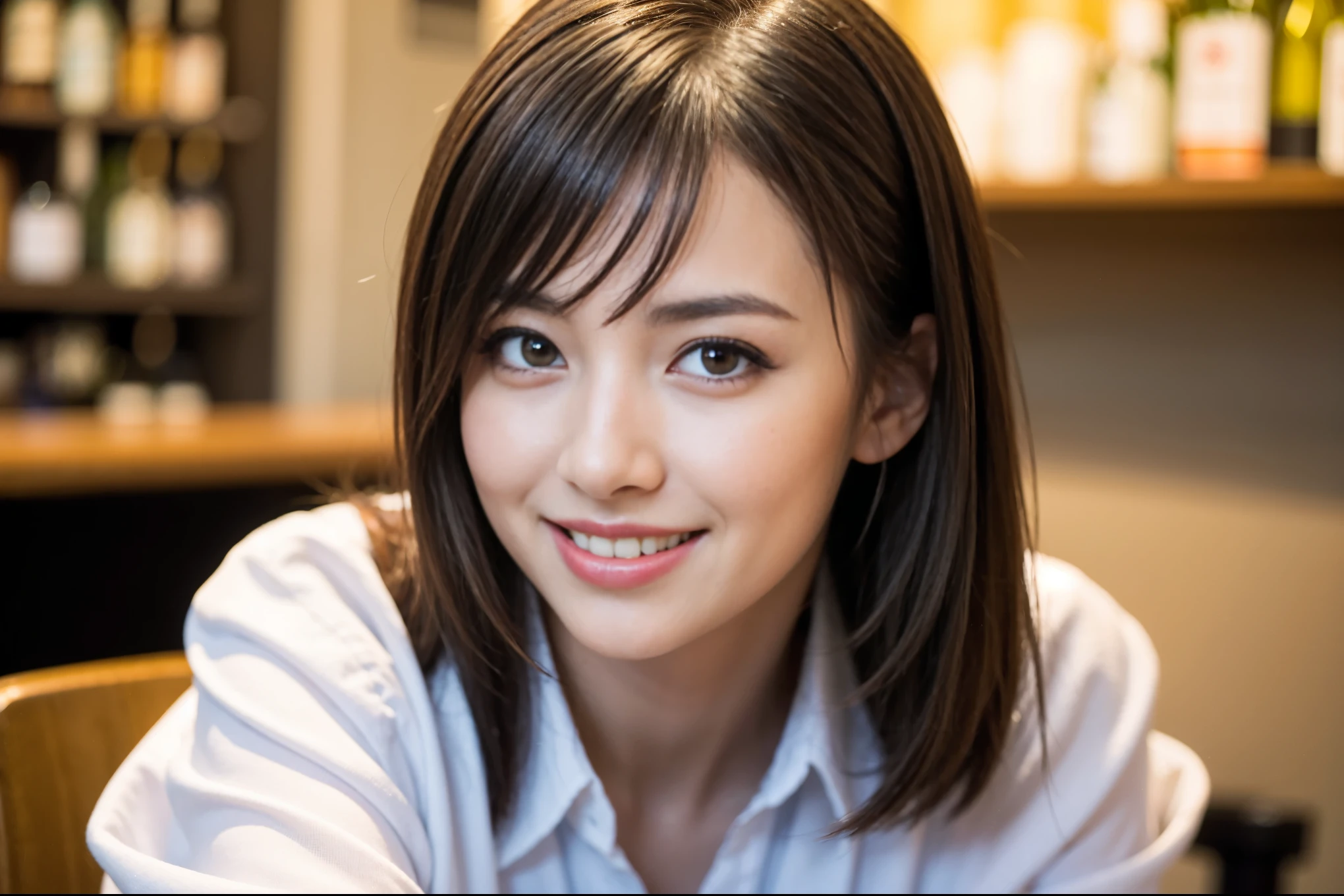 ((highest quality、8k、masterpiece:1.3))、1 male、1 female、石原さとみ似Couple、Spouse、Couple、The body is slim、((Bob Hale、Straight hair:1.2)), (Realistic, Intricate details:1.2), テーブルの上のwine glass、Shine light on your face、 Amazing view of the sunset sky and clouds、Amazing mountain views、A bright smile、The wonderfulness of smile、Bright image、The beauty of wine, Beautiful Face, blue eyes, The light shines on your face, Blushing, short hair,Bright Face、 (Age 37), 39 years old, red wine 、Appetizers、Italian food、Wine bottle、Champagne、sparkling wine、Two beauties、Brown Hair、Shortcuts、Long sleeve shirt、dress、Pretty Woman 1, (slimな顔), (The body is slim), (Brown Hair), (Shortcuts), cheeks turn a little red,Attractive beauty、restaurant, In a prominent place (From the waist up) Nova Frog Style, actress, model, Upper Body, White wine, slim, wine glass, 中央に置かれたwine glass, smile, (smile: 1.15), Beautiful fine grain, Depth f/2,saturation, High Contrast, Strong light and shadow,Moist Body:1.5、3D texture、Delicate eyes、Brown Hair、The hair is very shiny、
