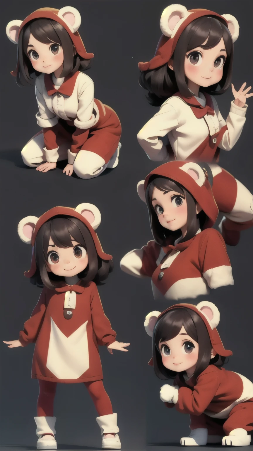 Cute bear costume girl, various poses,