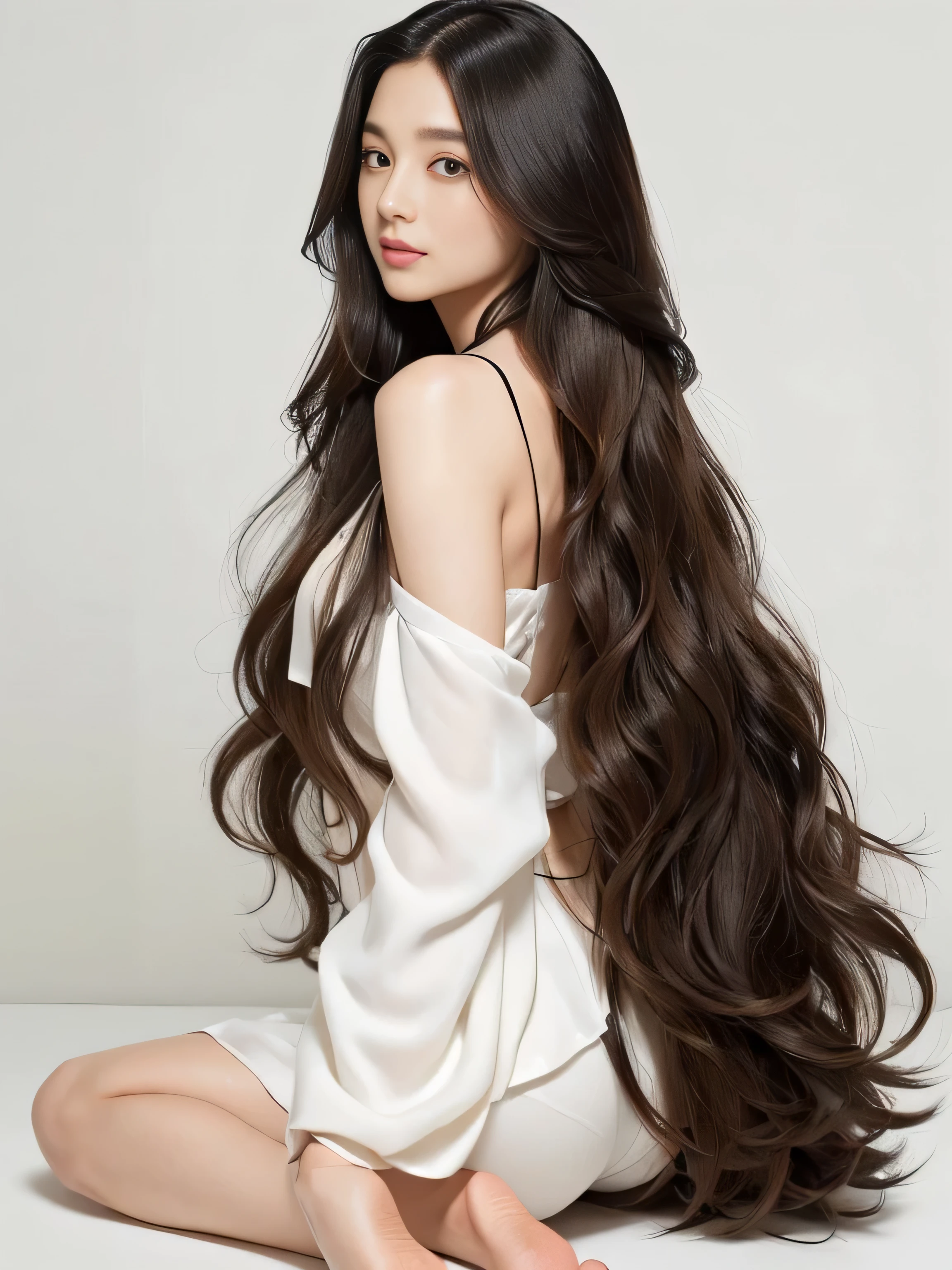 (Upper Body Shot:1.1) (She does random sway back stance in front of a white wall:1.4) ((highest quality)), ((masterpiece)), (Familiar), (Get used to it) (Her hair is incredibly wavy:1.5) (Very long hair down to the ankles!!!!! highest quality Highest detail Very long hair down to the ankles!!!!! Forever growing hair Flowing hair Amazingly straight hair Very shiny and thick hair Abnormally long hair that lasts forever!!!!! Flowing Hair on both ends!!!!!!!!! Very long hair down to the ankles!!!!! Very long hair down to the ankles!!!!! Thick and shiny hair Very free hair Abnormally long hair!!!!! Beautiful silky hair Beautiful and shiny hair Beautiful and shiny hair Beautiful silky hair Very long hair down to the ankles!!!!! Very Abnormally Long Hair!!!!! Very Abnormally Long Hair!!!!!) (highest quality The best ultra-fine Very long hair down to the ankles!!!!! highest quality Highest detail Very long hair down to the ankles!!!!! Forever growing hair Flowing hair Amazingly straight hair Very shiny and thick hair Abnormally long hair that lasts forever!!!!! Flowing Hair on both ends!!!!!!!!! Very long hair down to the ankles!!!!! Very long hair down to the ankles!!!!! Thick and shiny hair Very free hair Abnormally long hair!!!!! Beautiful silky hair Beautiful and shiny hair Beautiful and shiny hair Beautiful silky hair Very long hair down to the ankles!!!!! Very Abnormally Long Hair!!!!! Very Abnormally Long Hair!!!!!) (Her hair color is dark brown) Perfect Woman'face (She has a typical Japanese build and skin color..., Her skin is very high quality and ultra high definition.、very beautiful and glowing skin) (Her face is dignified and sexy)(She achieved her sexy look with the help of a professional makeup artist.。... Lipstick is natural red The eyeliner is a beautiful black) (She's wearing shiny white lingerie) ((Her bangs are completely cut off.)) (She has a typical Japanese build and skin color Her skin is very delicate and sensitive..、and、Such beautiful and radiant skin) (Her face is long, Small eyes and nose.、Narrow-mouthed and the most beautiful) (She is Japanese Solo Photo'The most beautiful 28-year-old hair model) (Large Breasts:1.4) ((Rich 1.4)) (Extremely detailed 8K) (Ultra-fine skin texture 1.4) (Actual, Vibrant:1.4), Sharp focus:1.2、Beautiful woman:1.4 Dynamic Lighting (Genuine RAW photos taken by professional photographers) very beautiful and glowing skin) (Her face shape is thinner than average.) (Surreal photos by professional photographers :1.2)