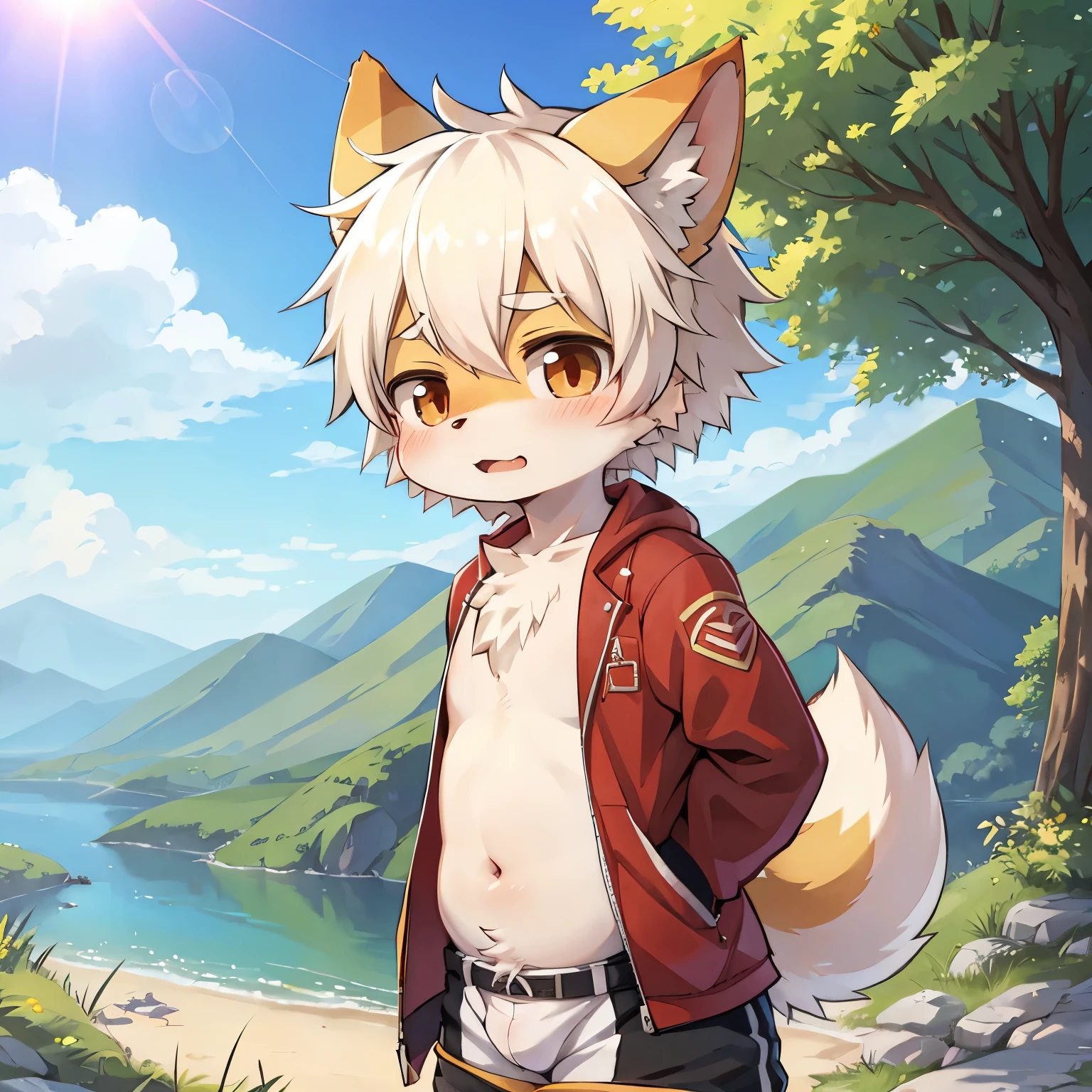kemoshota, mofumofu boy, dynamic angle