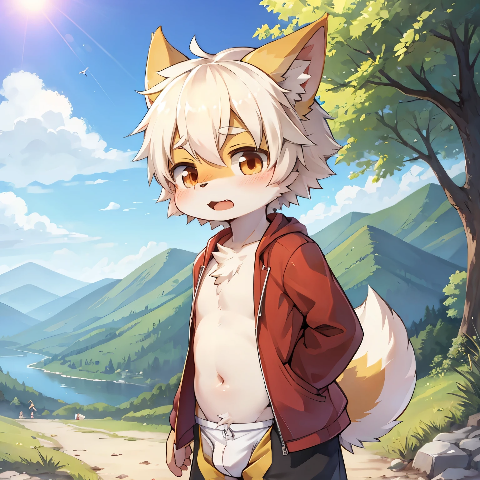 kemoshota, mofumofu boy, dynamic angle