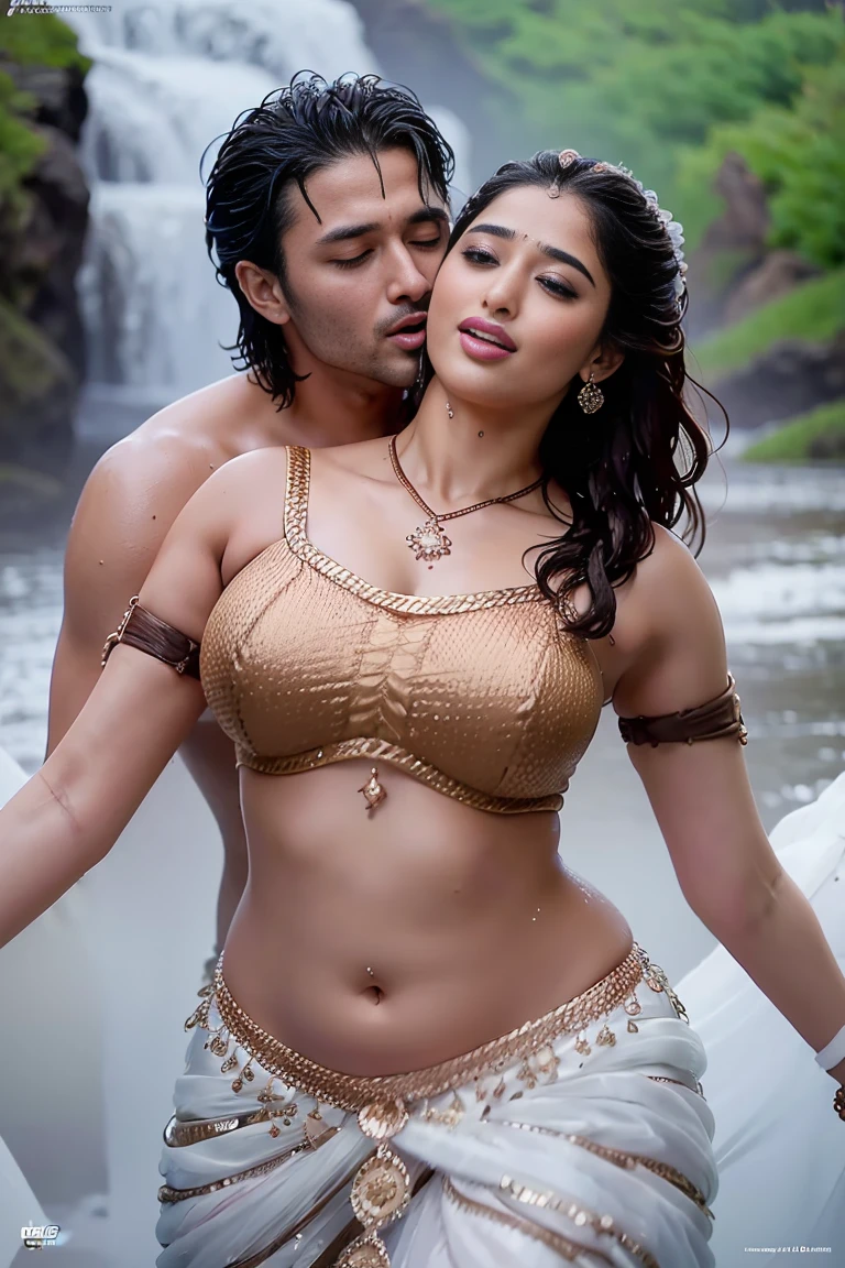 HD wallpaper 32k cinematic shoot of a Beautiful cute wet Pooja Hegde, with thick thighs and a curvy waist,  wearing a beautiful Indian dress, ((lowwaist)), ((kissing by a man)), ((kiss)), ((wet girl)), ((sweaty girl)), ((kissing a man)), ((kiss)), ((kiss on the navel))