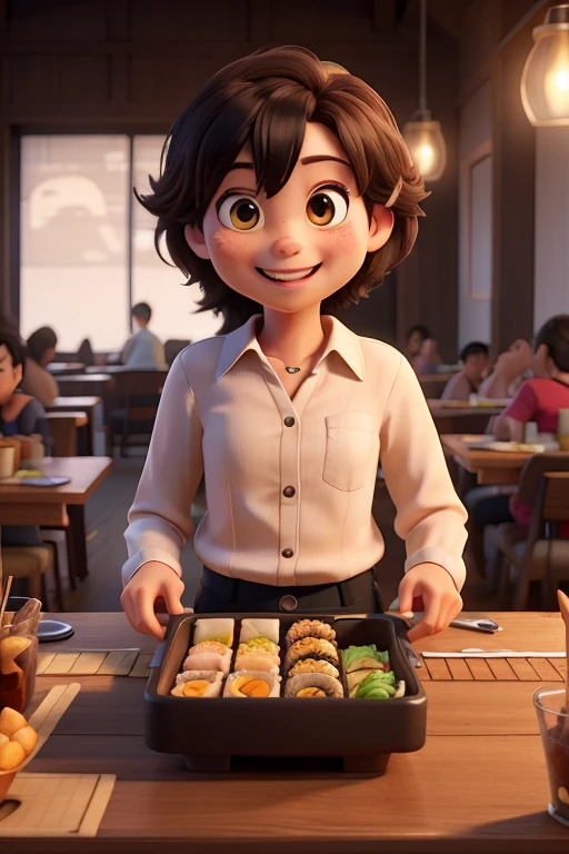	「The all-you-can-eat menu includes the nigiri and rolls, as well as the top half of the board.。」  Point to the all-you-can-eat menu（With a smile） 	「The black paper on the table is the order form.、Please use one sheet for each person.。」 	（At this time, look at the customer&#39;s face） 「First, we will serve you some free sushi.、The contents are on the board here.、Let me introduce you。 Handy all-you-can-eat and drink  Special menu２Type ○○ and ○○、Sea urchin、how much、Two types of rolls exclusive to the free sushi menu。」　  Today&#39;s recommended topic is ○○、Because we have ○○、Please write the other items you would like to eat and the quantity.。」 	（Point to the other sample papers） Showing out of stock 	「Please note that items with a red line cannot be ordered today.。」 	（If not, omit）  Show how to do it	「The red text here is how to do it、The blue text is a caution。How to prepare the free sushi、Please read and wait」 	「As a supplement、When ordering thin rolls, please make them thinly round.、Please place your order。 	「All sushi is made without sashimi、We cannot accommodate requests for less rice.、Note。 Our restaurant offers unlimited all-you-can-eat meals.、食べ残しのないよSea urchinお願い致します。」 　「If there is anything you don&#39;t understand, please let me know.。Excuse me。」