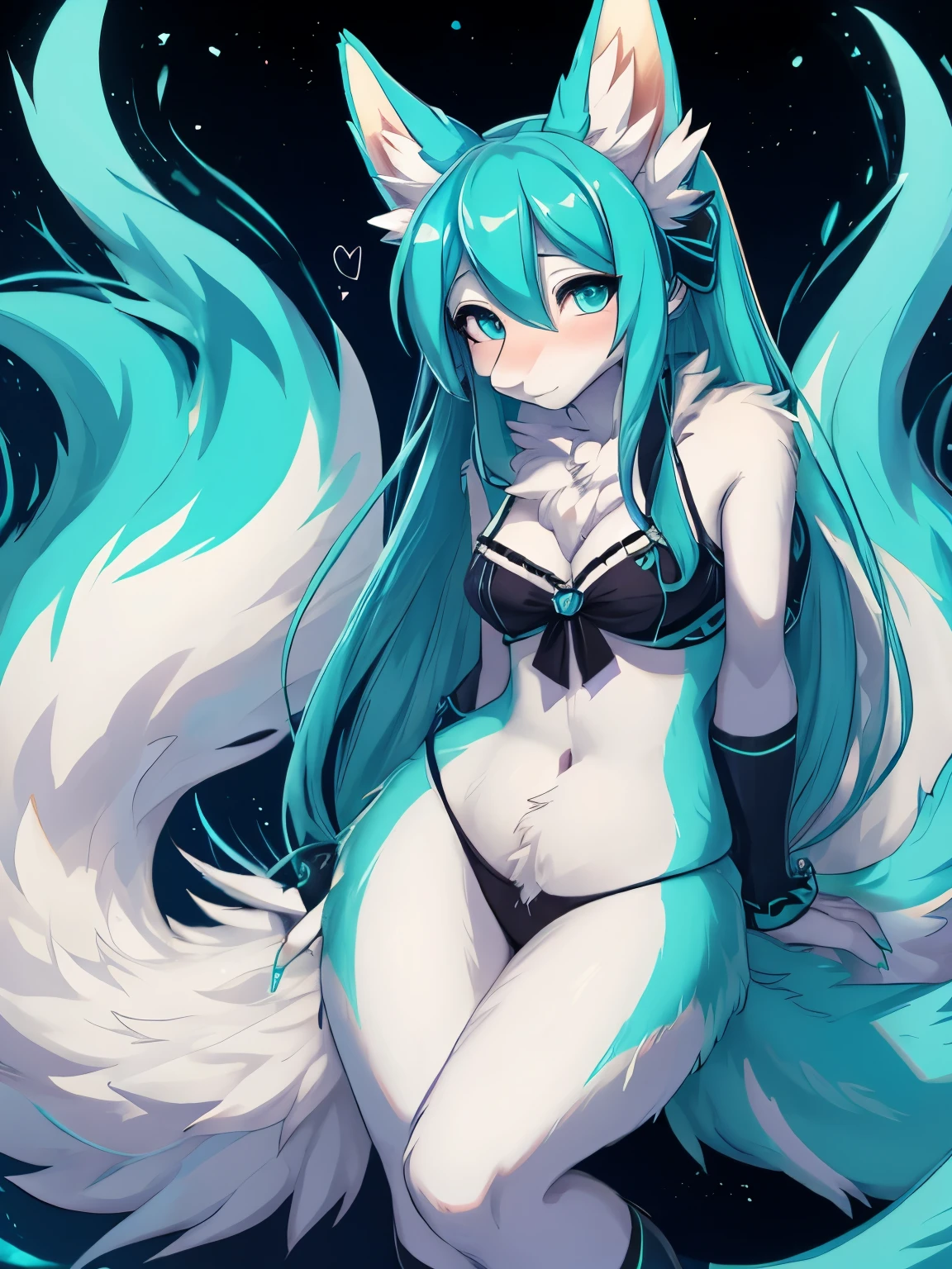 Miku Hatsune,alta definicion, orejas de kitsune, shy girl, fullbody picture