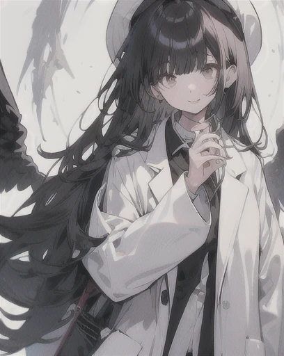 One Girl cute Large lab coat Long Black Hair Lori Thighs delicate Short White skin